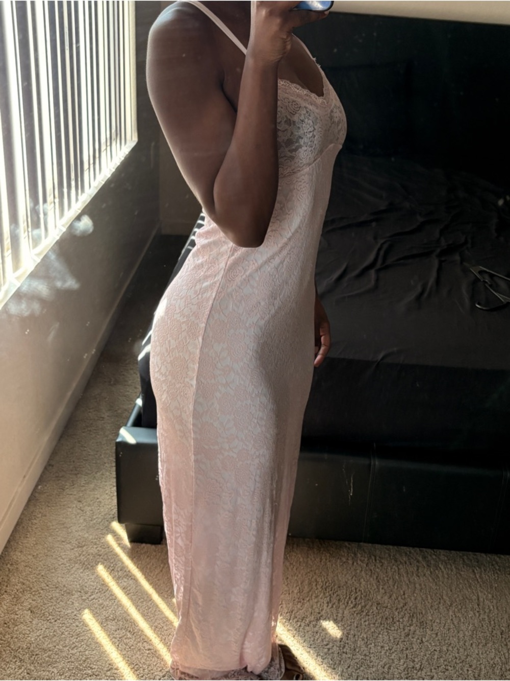 Charlotte Russe Pink Lace Slip Dress